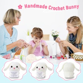 ddLUCK Funny Easter Basket Essentials Stuffers, Mom Gifts, Mini Positive Crochet Bunny Decor, Appreciation Gift for Women Men Grandma Friends Teacher Coworker Employee Boss