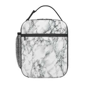 PINEPAL White Marble Lunch Bag For Women Adults Men, Reusable Cute Lunch Box - Leakproof, Insulated Lunch Box Tote With Large Capacity, Cooler Lunch Container For Work/Travel/Office