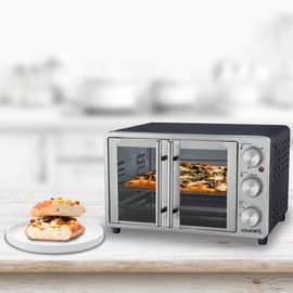 Courant French Door Convection Toaster Oven & Broiler, Bake Broil Toast Oven, Fits 9x13’’ Aluminum Baking Pan, 6-Slices, 10’’ Pizza, Convection Oven - Stainless Steel