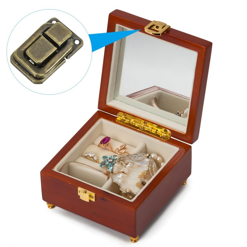 PATIKIL 1.5" x 1" 18pcs Jewelry Box Wooden Case Decorative
