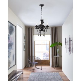 LaLuLa Black Chandelier Small Crystal Chandelier Lighting Mini Acrylic Chandeliers 4 Light Modern Pendant Light Fixtures for Bedroom