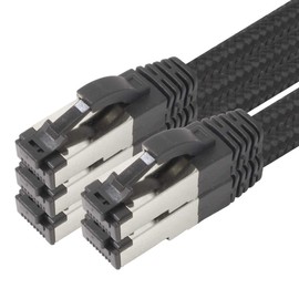 1,5m - Black Cotton CAT 6a Patchkabel Schwarz - 5 Stück Netzwerkkabel Stoff Baumwollmantel Cat Cat 6 a Kabel Rj 45 LAN Ethernet Patchkabel 500Mhz 10 Gb s - 5 x 1,5 Meter