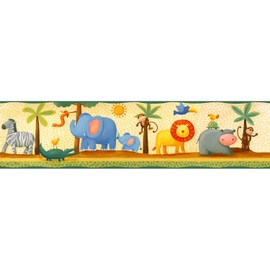 RoomMates Repositionable Childrens Wall Sticker Border Jungle Adventure