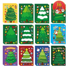 36 Sheets Make Your Own Christmas Tree Stickers, Kids' Christmas Party Favors
