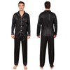 RuanMM Mens Satin Long Sleeve Silky Pajamas Premium Button Down