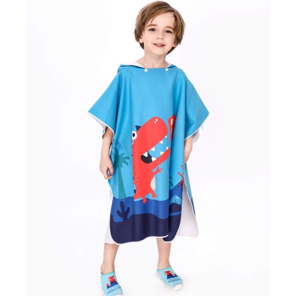 Xlabor Children's Bath Poncho with Hood Microfibre Quick-Drying Beach Towel