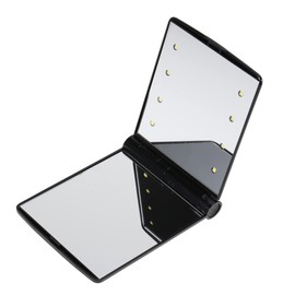 Beavorty Espejo De Maquillaje con Luz Led Espejo Plegable Portátil con 8 Luces Led Rotación De 330 Grados Compacto para Baño Y Maquillaje En Zonas con Poca Luz