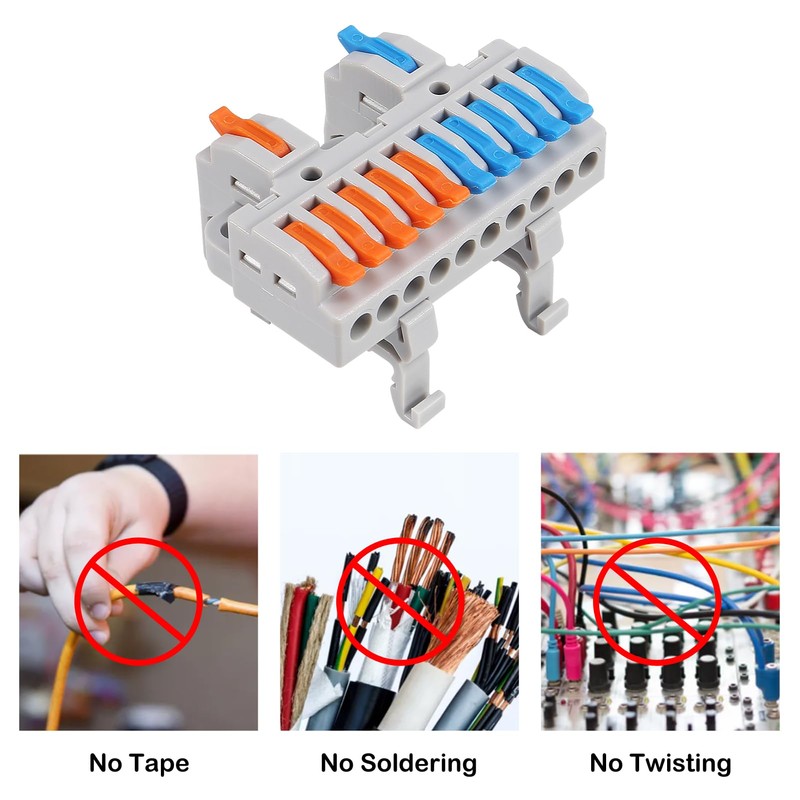 AITRIP 10pcs DIN Rail Terminal Blocks, DIY Splicing Wire Connectors