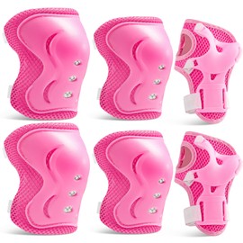 Pameil Children's Knee Pads [Set of 6], Protectors Inline Skates Children, Adjustable Protectors and Protectors for Inline Skates and School Children, Suitable for Roller Skating, Bicycles, Balance