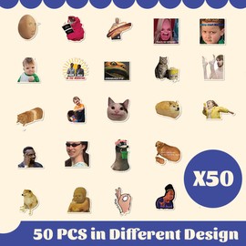 Pack of 50 Funny Meme Sticker Set, Meme Stickers for Car, Laptop, Skateboard, Bicycle, Moped, Motorcycle, Bicycle Computer, Suitable for Adults, Children (A)