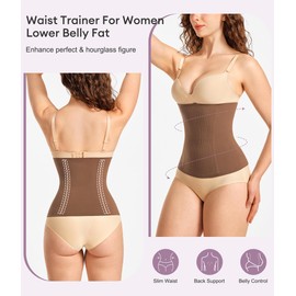 YERKOAD Waist Trainer for Women Corset Shapewear Tummy Control Faja Body Shaper Seamless Waist Cincher Postpartum Belly Band(Medium, Brown)