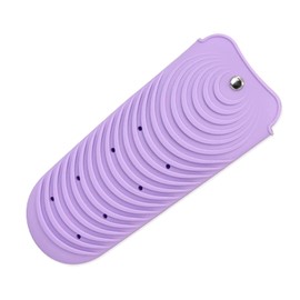 Heat Resistant Silicone Mat for Hair Tools, Curling Iron Mat Pouch, Portable Flat Iron Pad Cover, Straightener Hot Iron Holder Case for Counter Travel Bag (Purple)