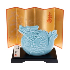 Seto Pottery Sha 2024 Zodiac Figurine Figurine Compact Dragon Dragon Tatsu New Year Decoration Blue Glazed Fukutatsu Honceladon Shoho Kiln 121