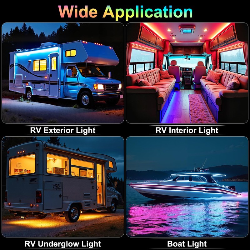 CCBASEBALL 16.4FT RV Awning Lights, 12V Multicolor Camper Awning Lights