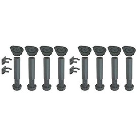 Adjustable Height 150 to 180 mm Plastic Cabinet Cupboard Plinth Foot Leg Set + Clips for Kitchen or Bathroom – 4 Pack x2