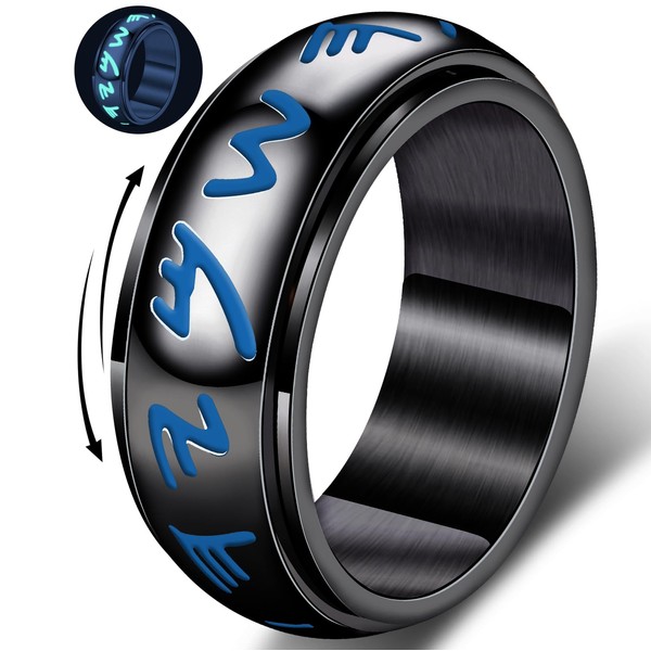 Anxiety Fidget Ring for Men - 8mm Glow-in-the-dark Viking Rune