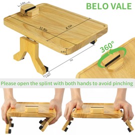 Wooden Sofa Arm Tray, Normal Size 11.8x8.6 Couch Armrest Tray, No Installation Required, Foldable, Eat/Drinks/Remote Control/Snacks Holder, with 360° Rotating Phone Stand