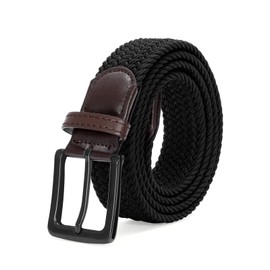 VONMELLI Elastic Belt for Men, Mens Belts Casual for Jeans Pants Woven Braided Web Belt for Golf 1.3 inches Width Black Up to 39"
