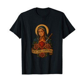 Our Lady Seven Sorrows Immaculate Heart Latin Design T-Shirt
