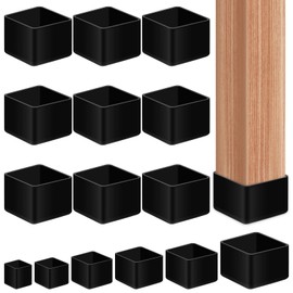 Glarks 20pcs 38mm x 38mm/1.5 x 1.5in Square Chair Leg Caps, Black PVC Furniture Pad Table Feet Covers, Square Chair Leg Covers to Protect Wood Tile Floors Felt Pads Furniture Leg Caps Reduce Noise