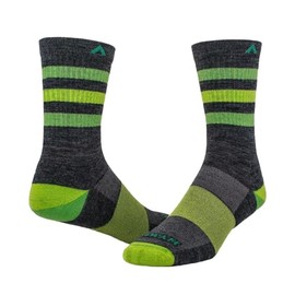 Wigwam Super Stripe Mid-Crew - Unisex Socks - Stretch Nylon-blend Construction - Breathable Mesh Instep Charcoal MD (US Men's Shoe 5-9.5, Women's Shoe 6-10) One Size