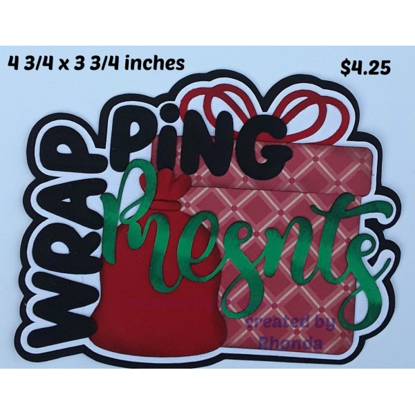 Handmade WRAPPING PRESENTS TITLE Christmas scrapbook paper piecing 3D die