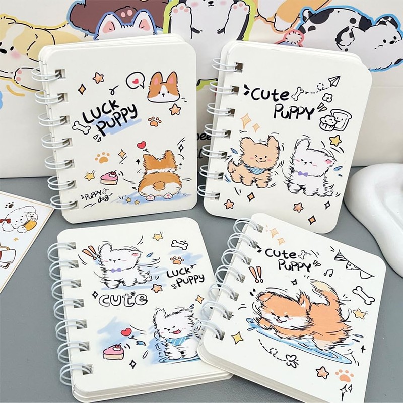 4 Pack A7 Spiral Notebooks, 160 Pages Lined Design Journals