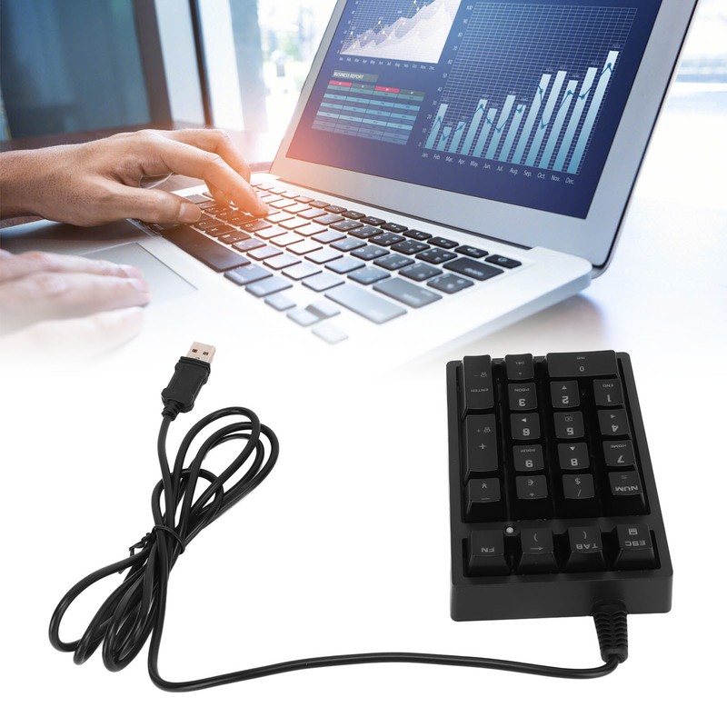 Mechanical Numeric Keypad Wired 21 Keys Blue Switch Color LED