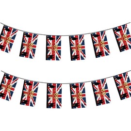 2PACK VJ Day 80th Anniversary Flag 2025 VJ Day 80th Anniversary Decorations Banner Bunting for Bar Club Garden School Street - One string 10m long, 20 flags