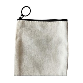 NUTFORD Thick Canvas Coin Purse Pouch Bag with Ring-Shaped Zipper Multifunctional for Storage of Coins and Notes, Small Cosmetics Accessories, Small Electronics Accessories, etc. (White)