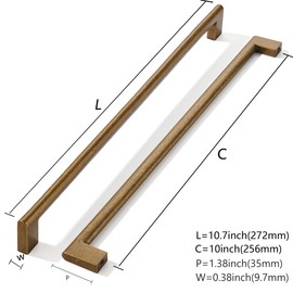 khtumeware 10 Inch Hole Center 6 Pack,Vintage Solid Antique Brass Cabinet Pulls Heavy Duty Kitchen Drawer Handle Antique Cabinet Hardware for Bathroom, Drawer, Cabinet