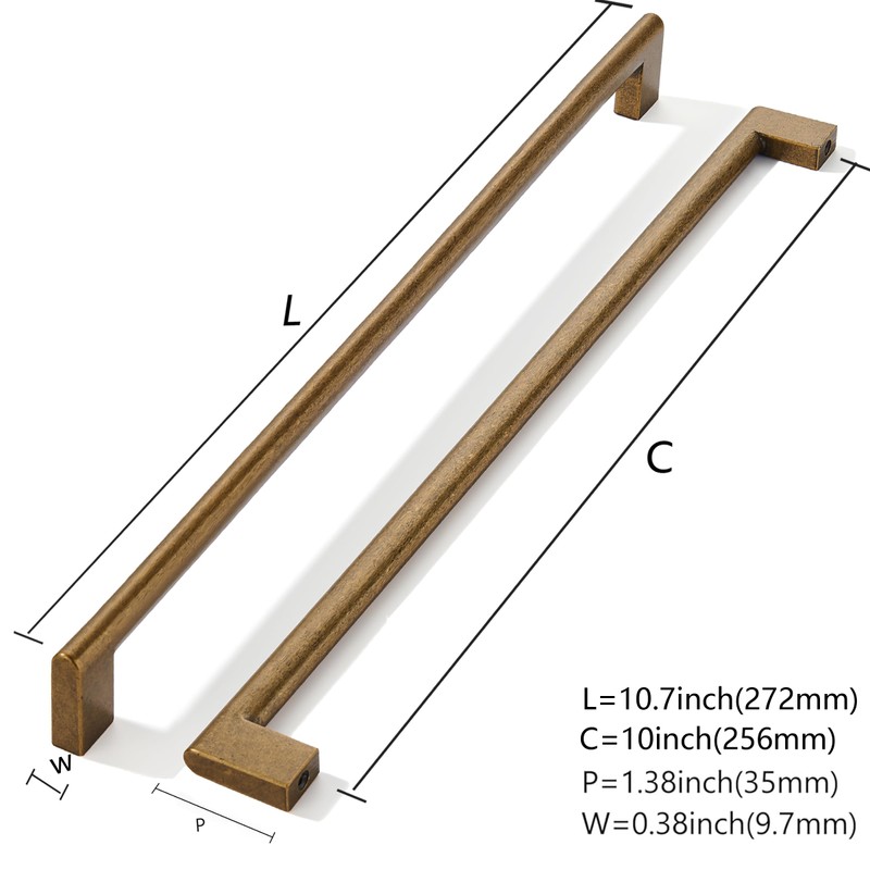 khtumeware 10 Inch Hole Center 6 Pack,Vintage Solid Antique Brass