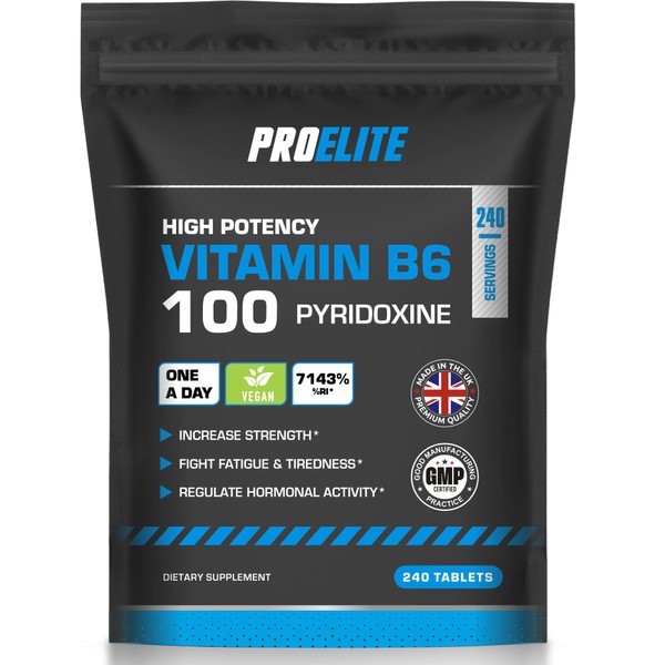 PRO-ELITE Vitamin B6 Tablets High Strength 100mg 240 Tablets Vegan