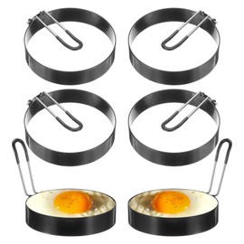 HARFINGTON 6Pcs Egg Rings 4" Stainless Steel Nonstick Round Pancake Shaper Cooking Mould for Griddle Frying Eggs Sandwich Omelets Breakfast