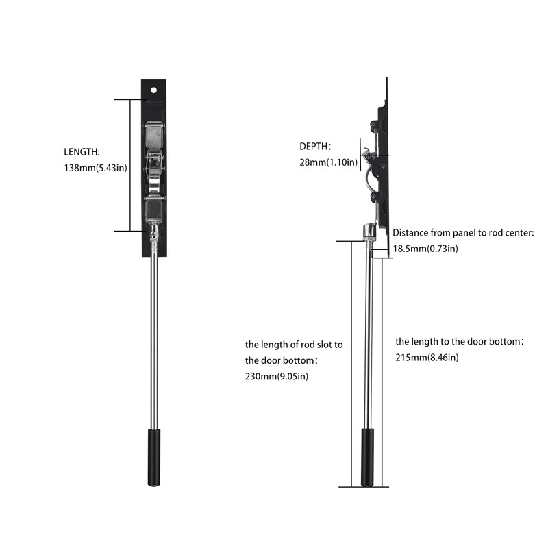 TOGU 2 Pack 10 "Extension Flush Bolt, Flush Bolt for
