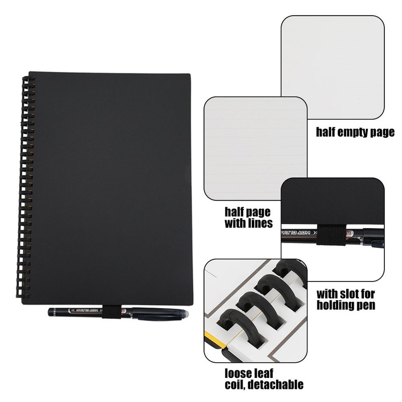 Smart Reusable Erasable Notebook with Pen for Writing Drawing Support