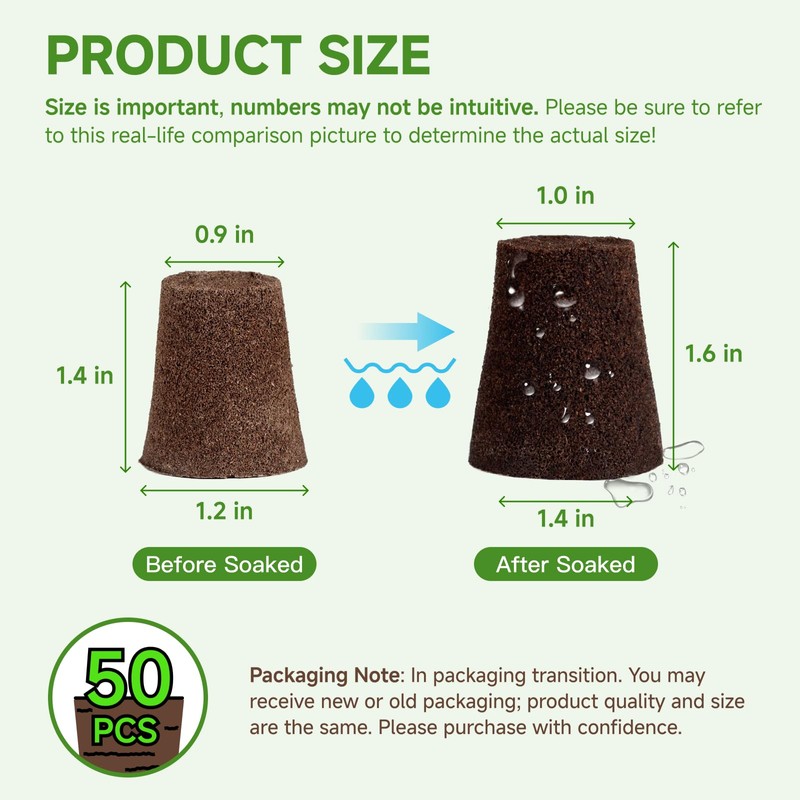 TEZKOLES 50 Pack Round hydroponic Growth Sponge, Suitable for Indoor