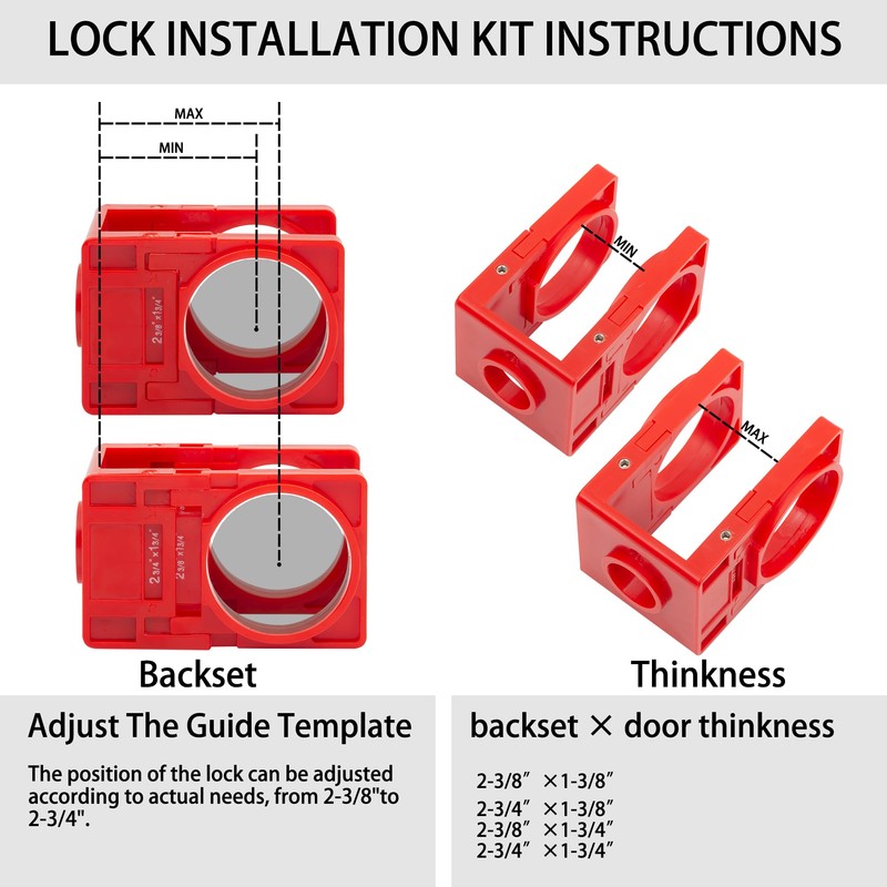 RKK Door Lock Installation Kit, Door Lock Carbon Steel Hole
