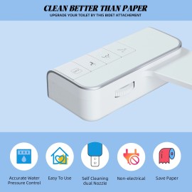 Hibbent Bidet Fresh Water Spray Kit Non Electric Toilet Seat Attachment with Dual Nozzle