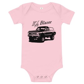 1971 Chevy K5 Blazer Vintage Truck Baby Onesie Short Sleeve one Piece Pink