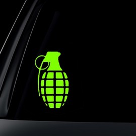 World Design Hand Grenade Car Decal/Sticker - Lime Green