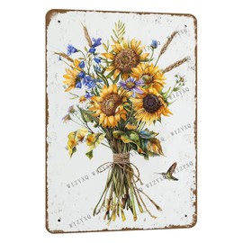 WIZYXQ Metal Signs Farmhouse Wildflower Vintage Metal Tin Sign for Home Office Kitchen Bar Cafe Garden Wall Decor 12x8 Inch