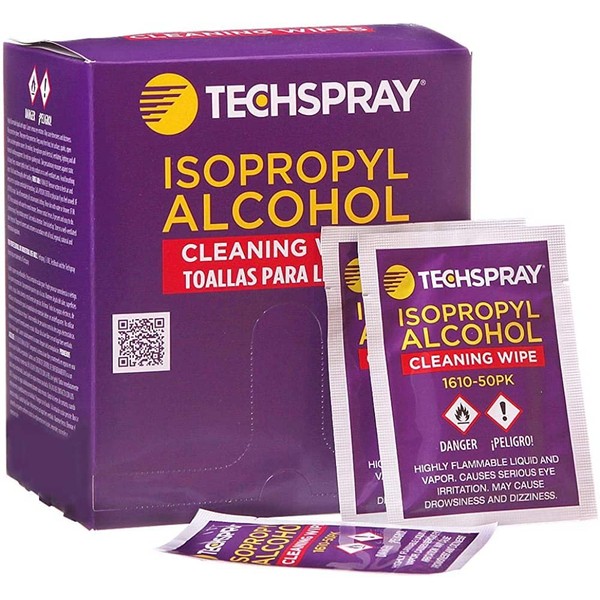 Techspray 1610-50PK Isopropyl Alcohol (IPA) 99.8% Pre-Saturated Wipes