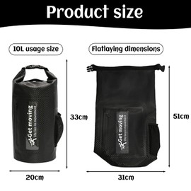 JDBlissful Dry Bag Set Waterproof 10L Carbon Fibre Bag Waterproof Bag with Double Adjustable Shoulder Strap for Camping, Swimming, Climbing, Boating, black, Exterior