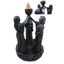 Atlantic Collectibles Wiccan Triple Goddess Maiden Expectant Mother & Crone Pagan Decorative Backflow Incense Cone Burner Figurine