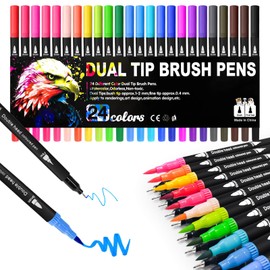 Dual Tip Colouring Pens，Felt Fine & Brush Tip Pens for Adults,Art Coloured Markers Pens for Drawing Colouring Books Calligraphy Painting Sketching