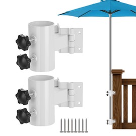 SLIIMU Hinge Umbrella Deck Mount Outdoor, Patio Umbrella Holder, Wall Mount Umbrella Base, Mounted on a 4'' x 4'' Railing Post Flat Surface or at Right Angles, White