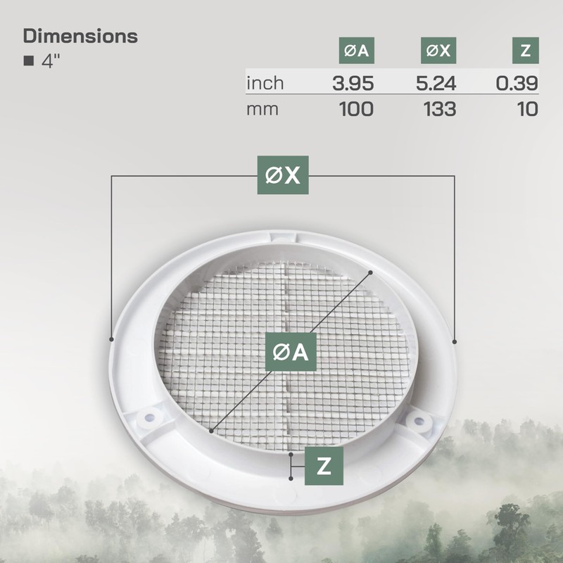 Vent Systems 4" Inch (Opening Dimensions) White Soffit Vent Cover