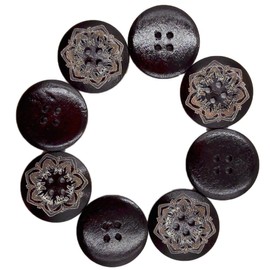 Lurrose 50pcs Wood Buttons Retro Wooden Button Engraving Buttons Engraving Wooden Buttons Wood Carving