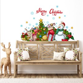 Condessacity Christmas Tree Sticker, Wall Sticker, Christmas Gift, Snowman, Wallpaper, Removable, Stylish, Christmas decorations, Interior Decoration, Waterproof, Removable Wallpaper, Living Room